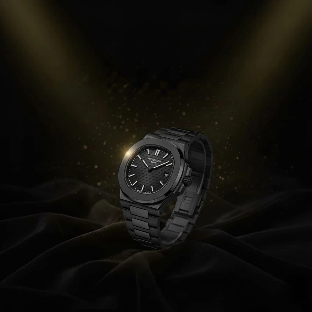 patek philips luxury watch – steel black black dial